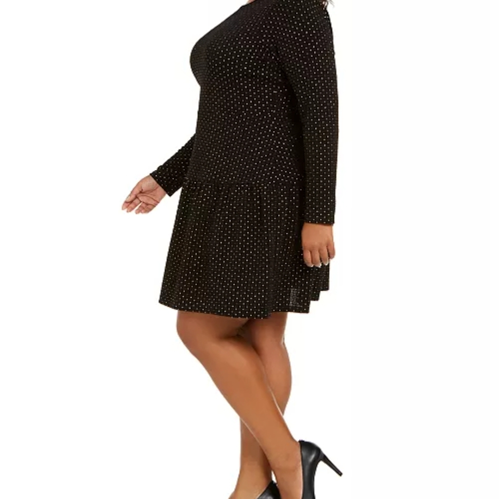 Michael Kors Elegant Black Gold Rhinestone Gem Dress Womens